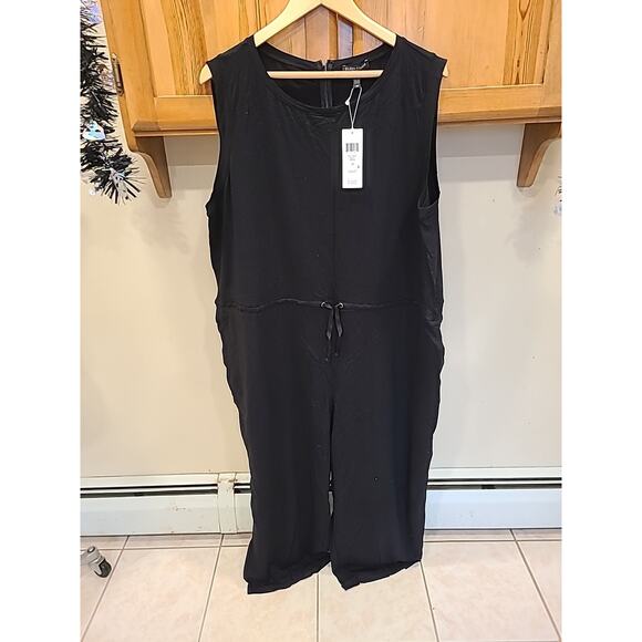 Eileen Fisher Black Fine Tencel Stretch Jersey Drawstring Jumpsuit Sz 2X New - Picture 1 of 8
